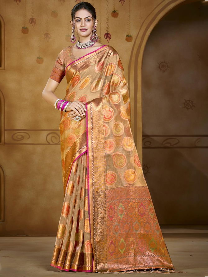 Chandani Vol 3 By Bunawat Organza Wedding Wear Sarees Exporters In India